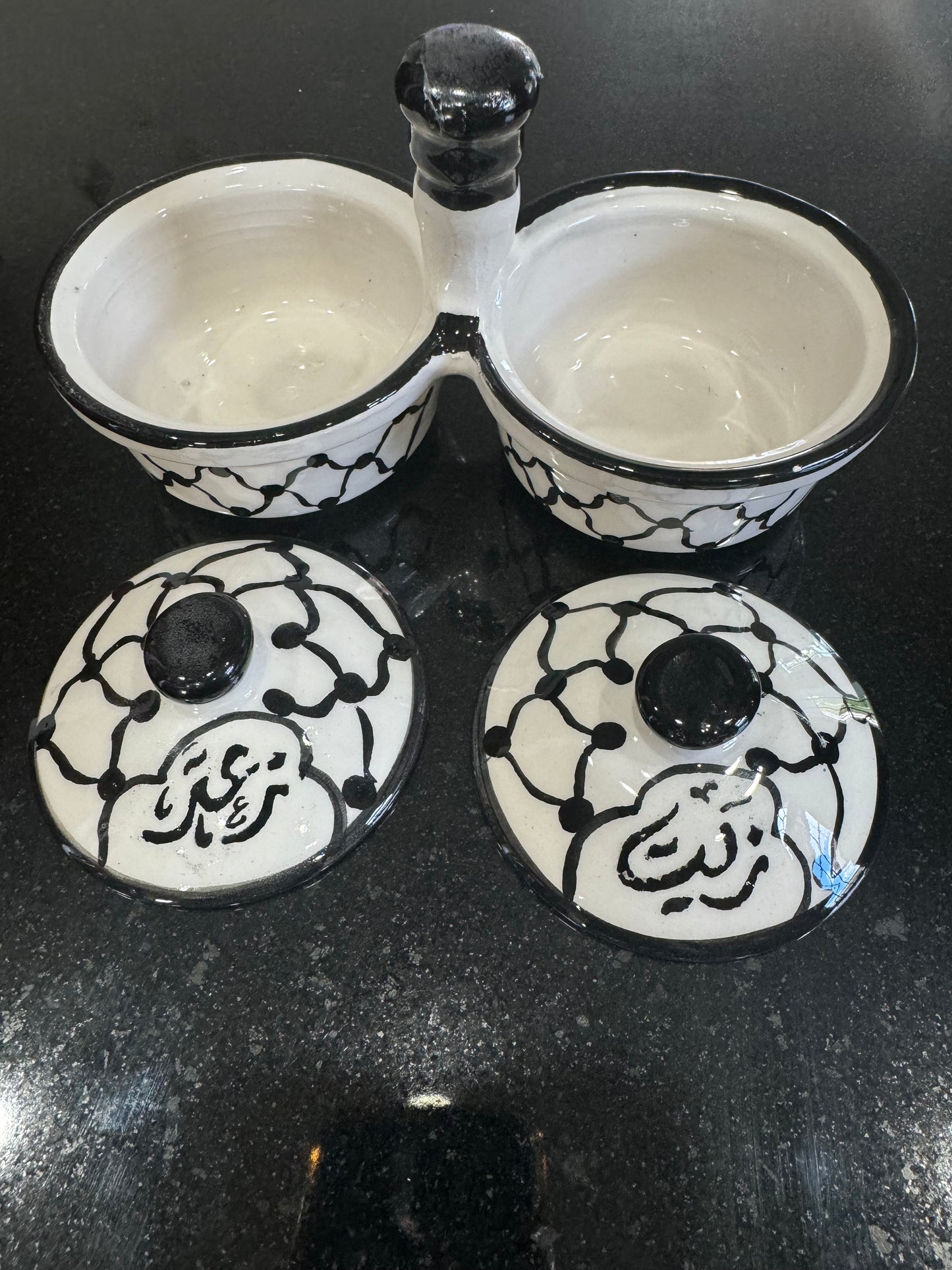 Hand-Painted Moroccan zait and    “za’atar Holder