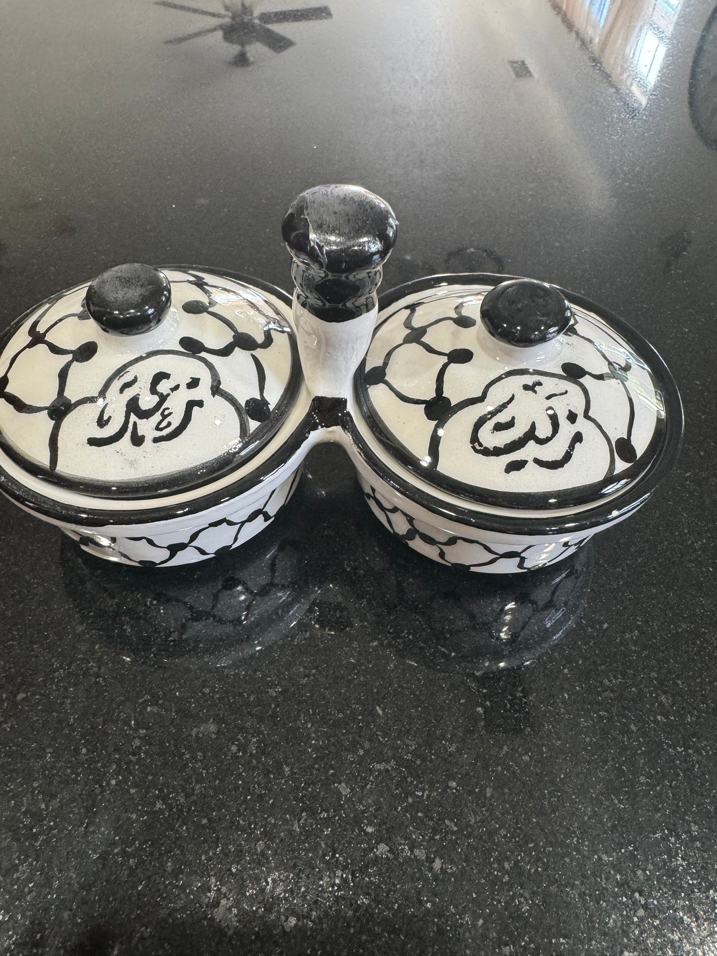 Hand-Painted Moroccan zait and    “za’atar Holder