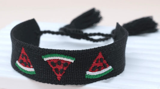 Handmade Embroidered Watermelon Bracelet – Adjustable  Band